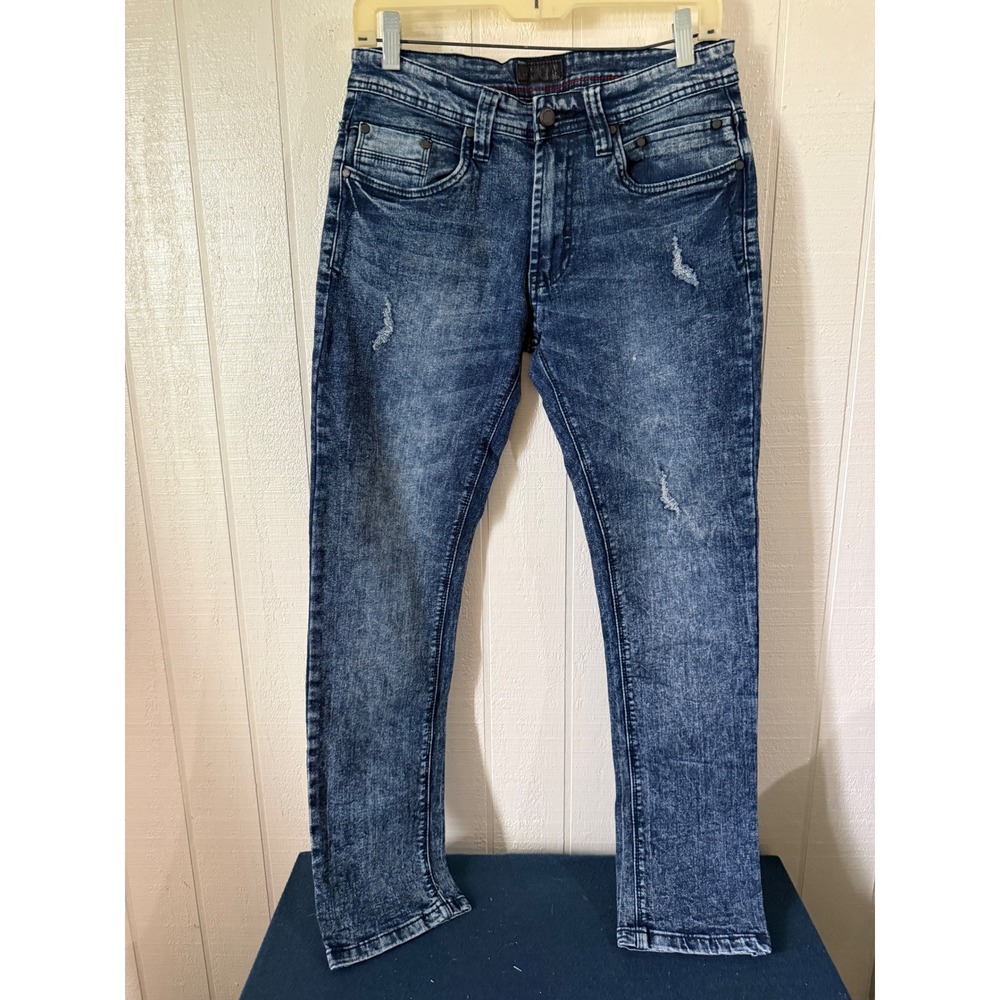 Steve's Jeans Mens 30x30 Slim Fit Acid Wash Distressed Blue Denim Jeans